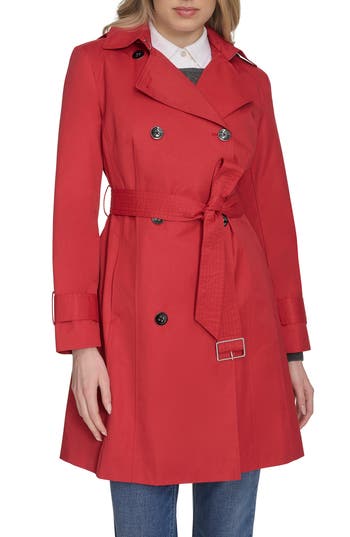 Cole Haan Signature Water Resistant Trench Coat With Removable Hood