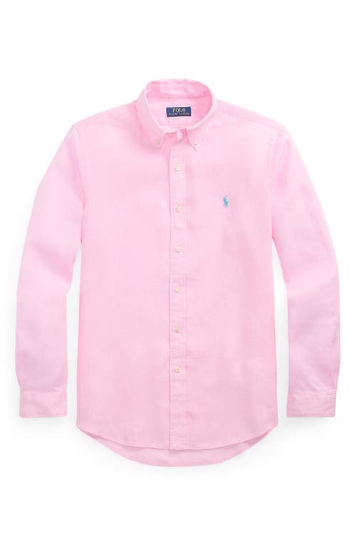 Polo Ralph Lauren Classic Fit Solid Pink Linen Button-down Shirt In Carmel Pink