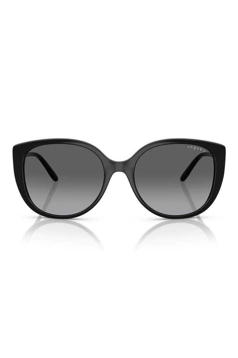 55mm Polarized Butterfly Sunglasses, Main, color, BLACK