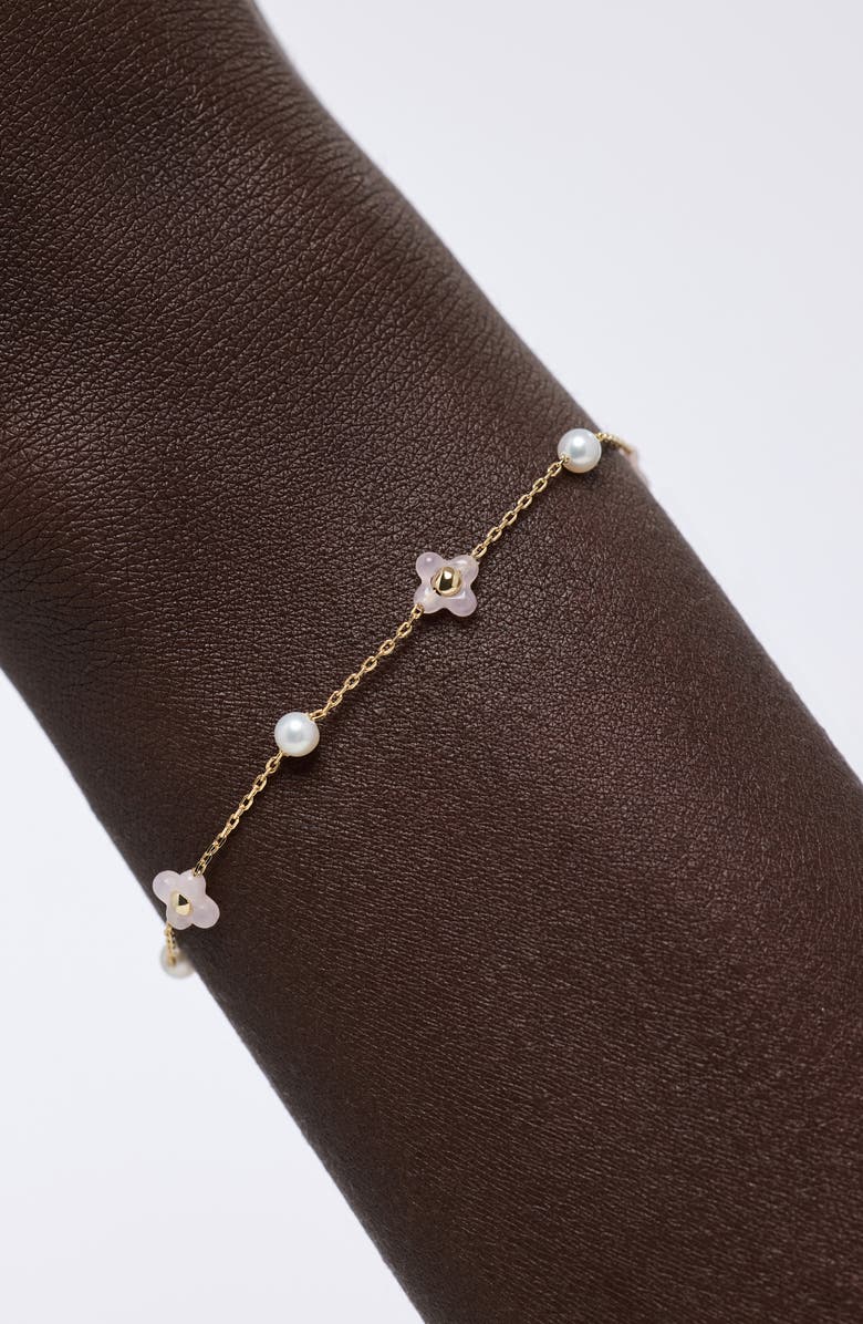 Ana Luisa Hannah Rose Quartz & Pearl Station Bracelet, Alternate, color, Gold / Pink