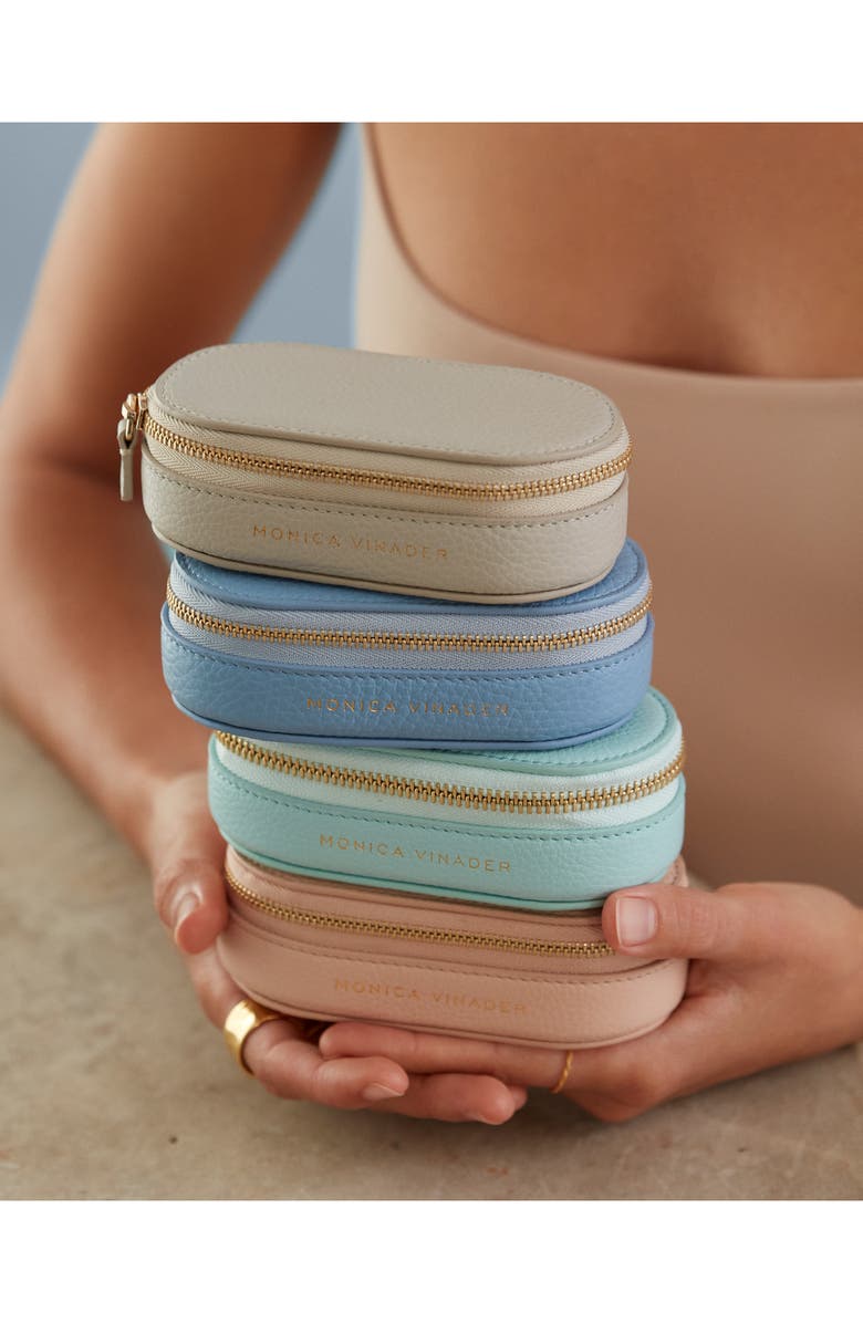 Monica Vinader Mini Leather Jewelry Case, Alternate, color, Pebble Grey