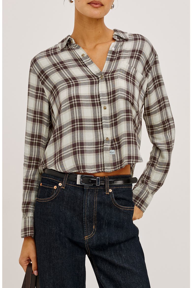 Hunter Plaid Button-Up Shirt, Main, color, BIRCH HICKORY