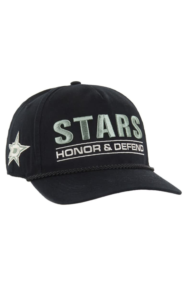 '47 Men's '47 Black Dallas Stars OHT Military Appreciation Homeland Honor and Defend Hitch Adjustable Hat, Main, color, Black