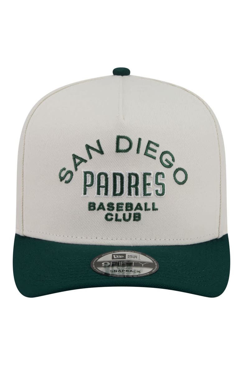 Men's New Era  Cream/Dark Green San Diego Padres Chrome A-Frame 9FIFTY Snapback Hat, Alternate, color, Cream