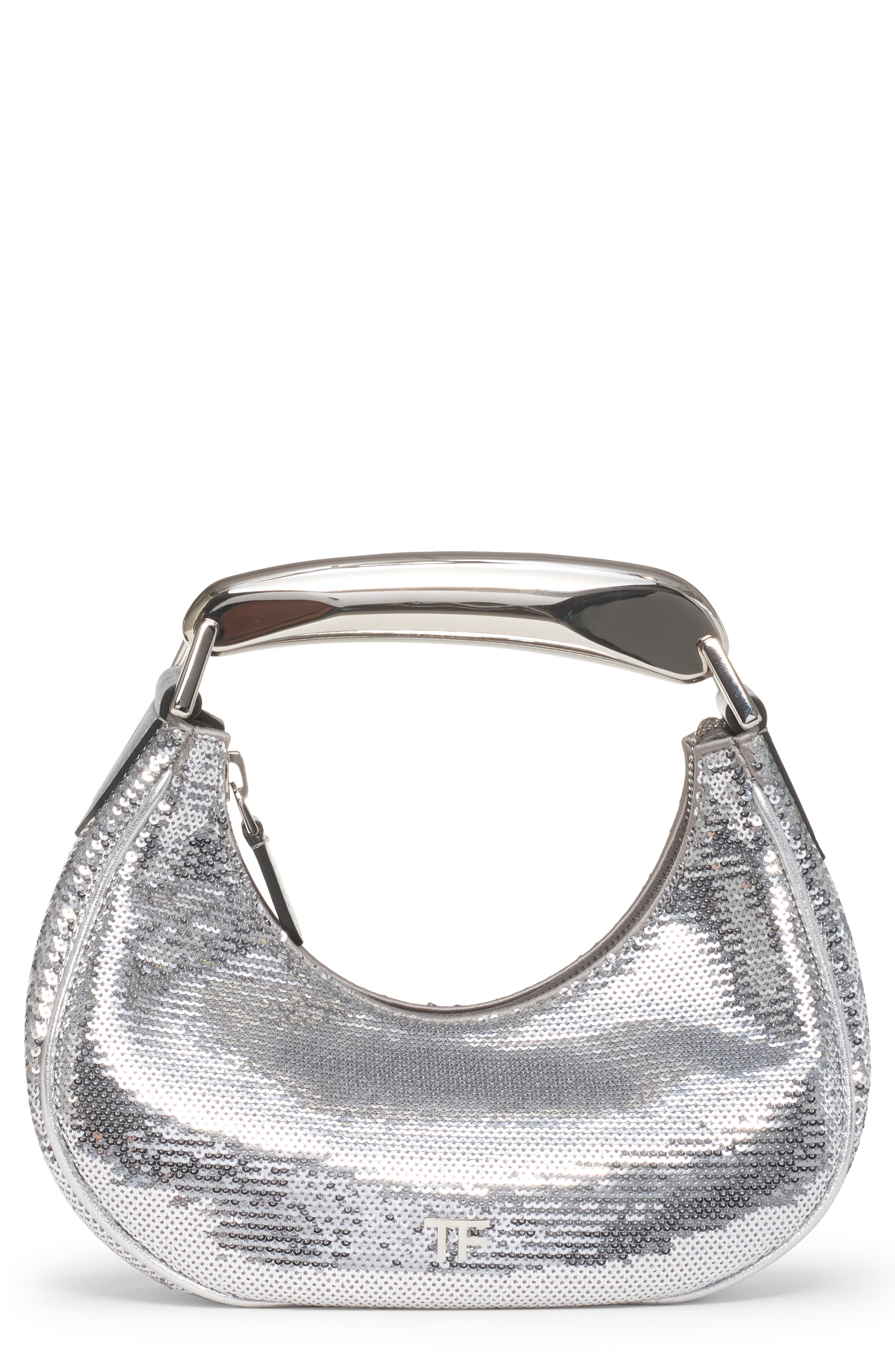 TOM FORD Mini Bianca Sequin Top Handle Bag, Main, color, 