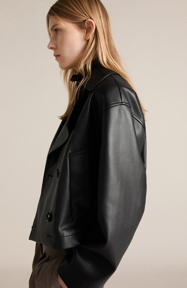 MANGO Double Breasted Faux Leather Jacket, Alternate, color, 