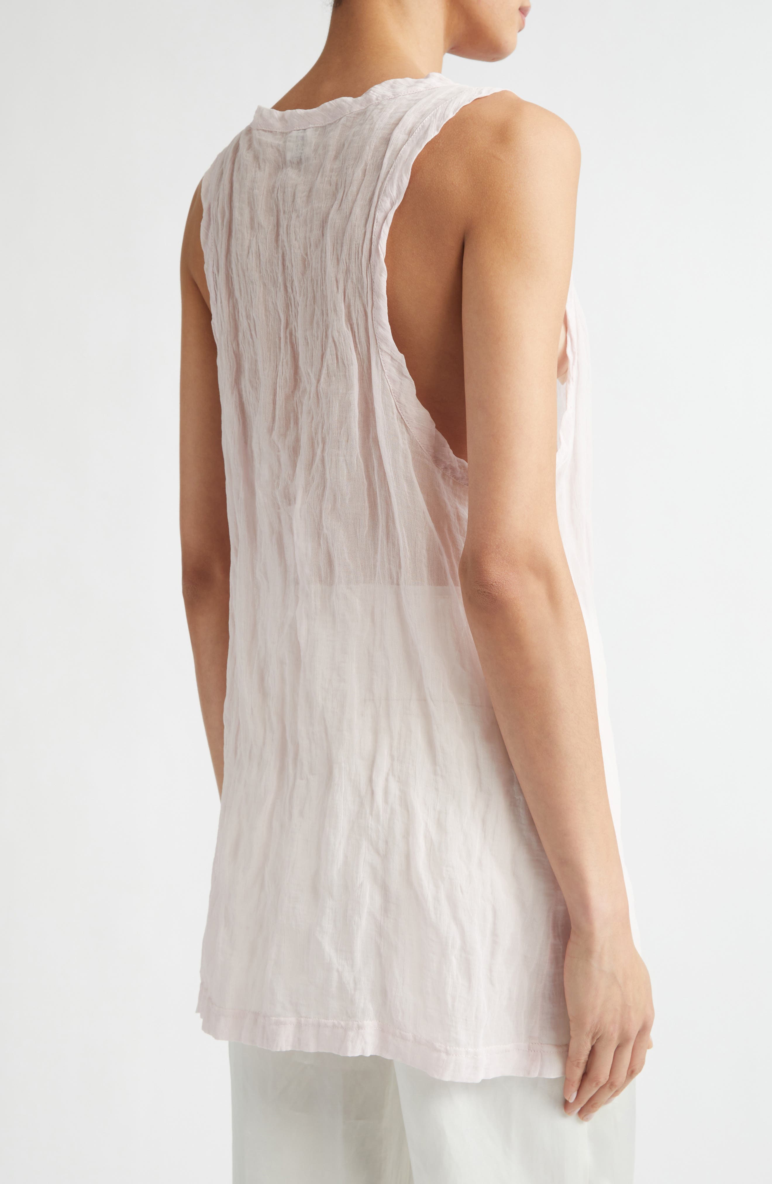 Crinkled Cotton Blend Gauze Tank - image 2