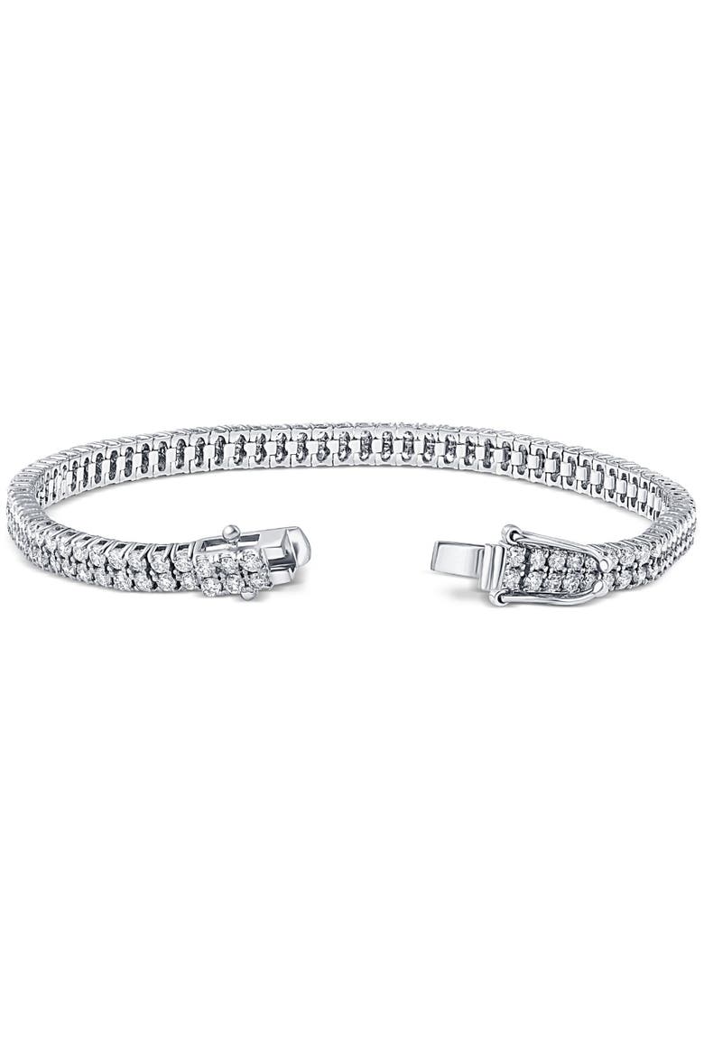4 Ct Diamond Tennis Bracelet Double Row Lab Grown 7" 18k Gold, Alternate, color, 18k White Gold