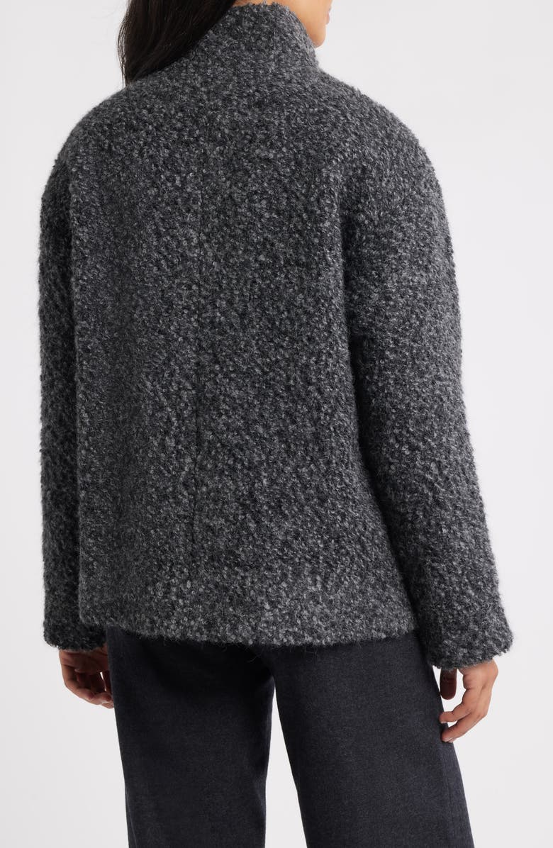 Eileen Fisher Alpaca & Wool Blend Faux Shearling Short Coat, Alternate, color, Chash