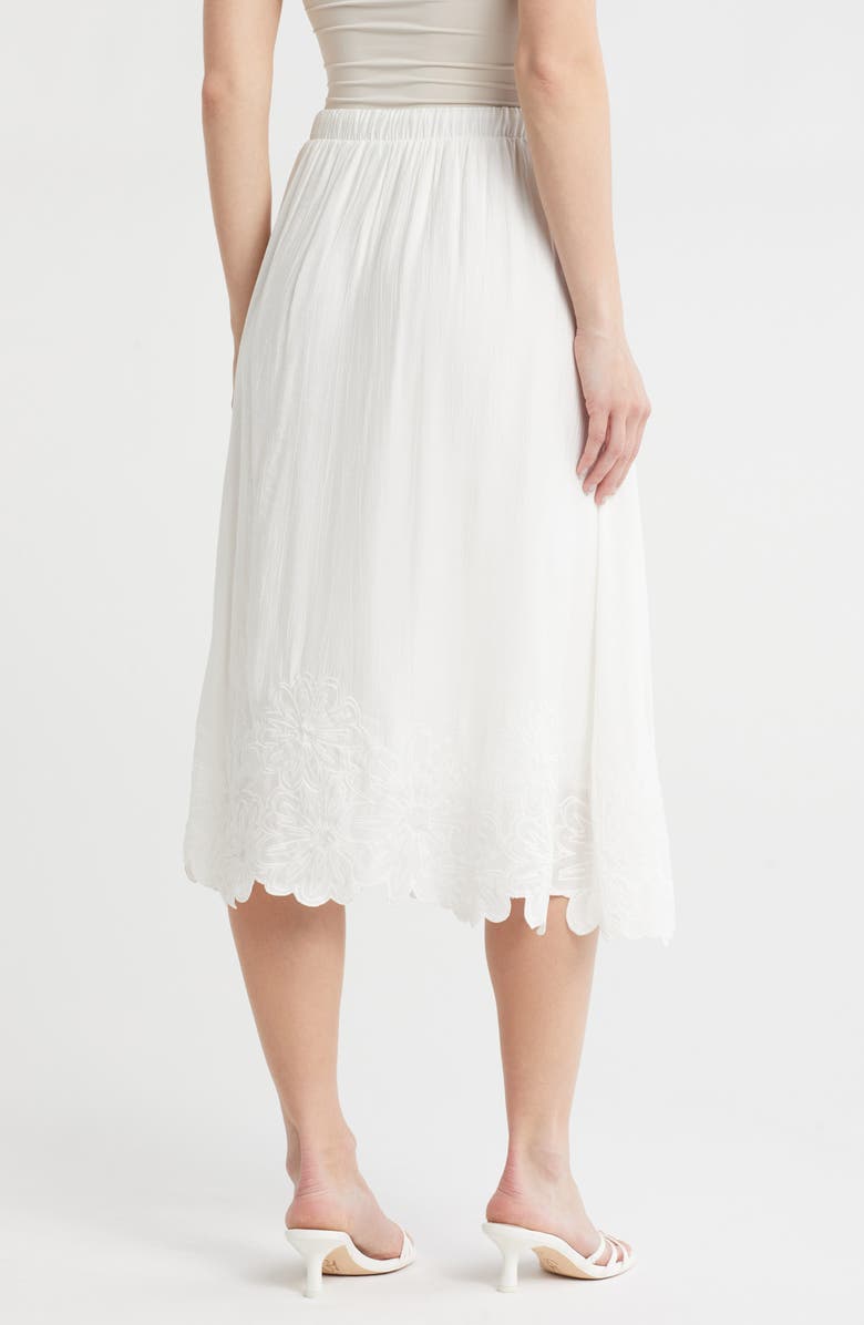 Adrianna Papell Floral Embroidered Hem Midi Skirt, Alternate, color, Ivory