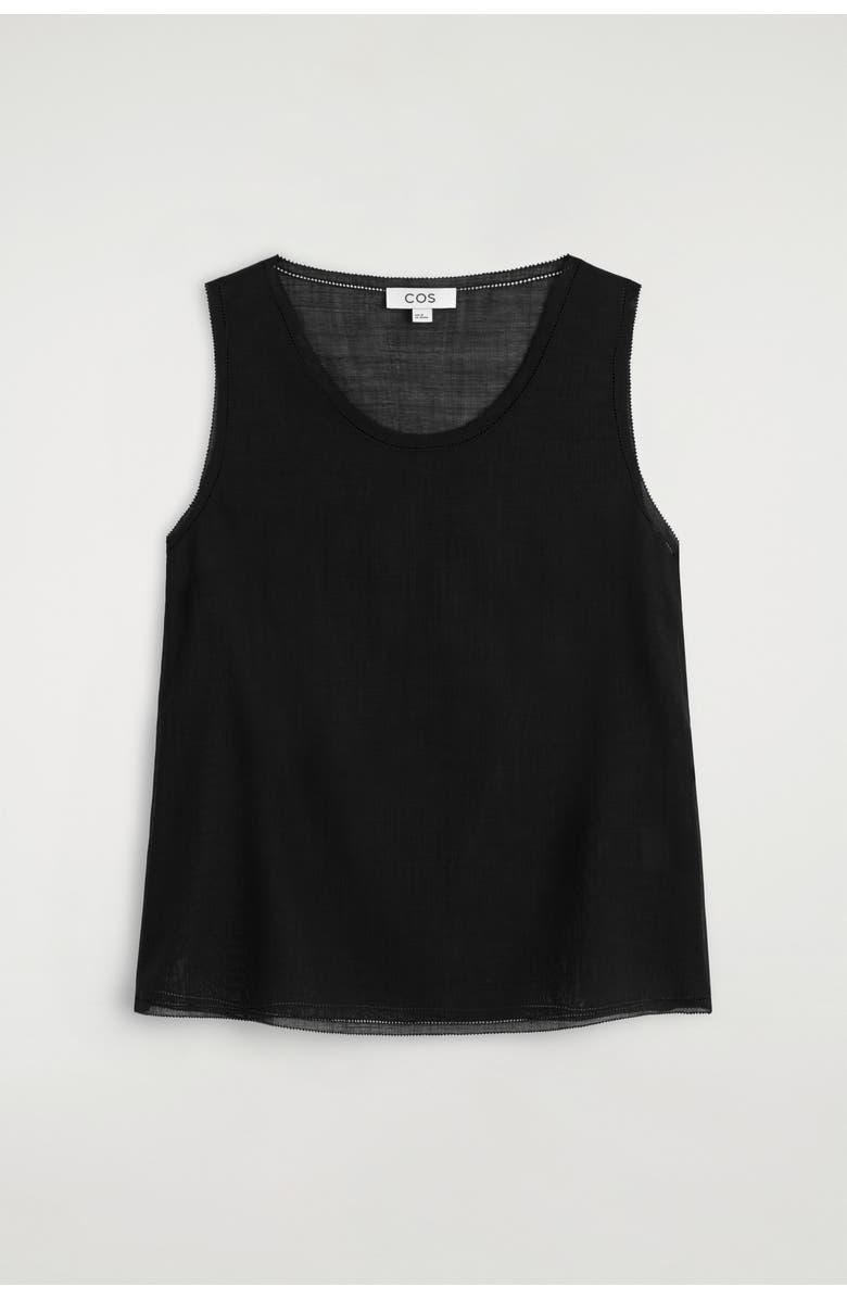 COS Semi-sheer Layered Wool Top, Alternate, color, Black