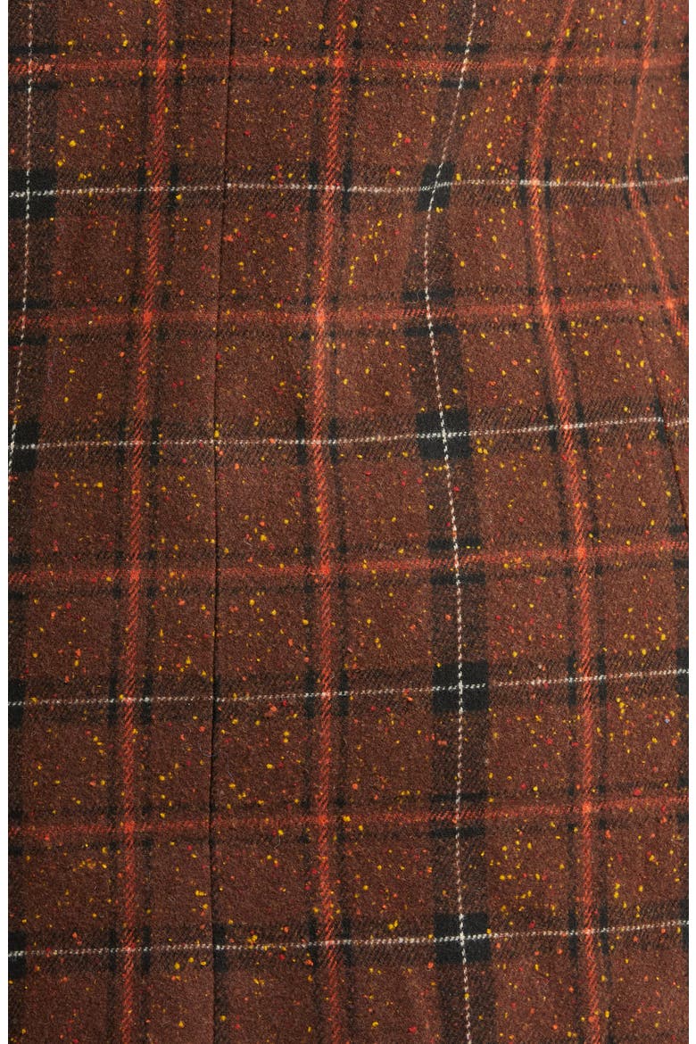 Plaid Double Breasted Blazer Coat, Alternate, color, BROWN- BLACK DONEGAL