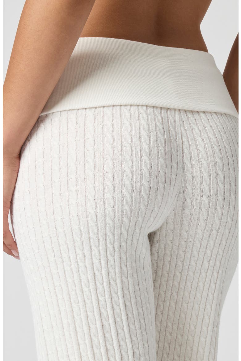 Mini Cable Stitch Foldover Sweater Pants, Alternate, color, JET STREAM