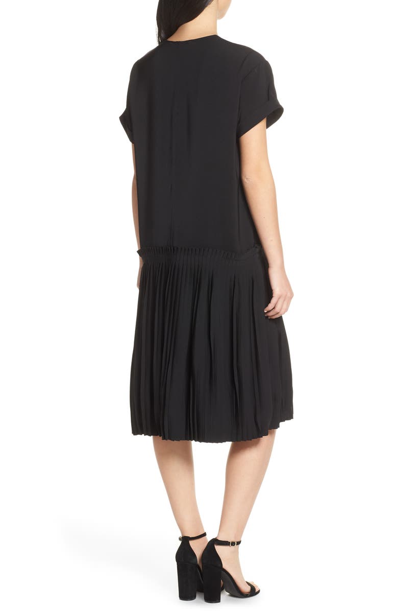 CAARA Crystal Pleated Drop Waist Shift Dress, Alternate, color,