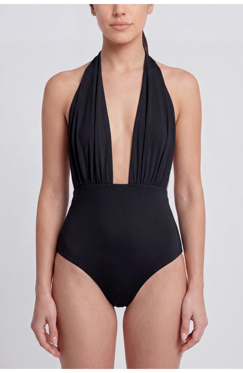 nuaje nuaje Rosalie Ruched One-Piece Swimsuit, Main, color, Black