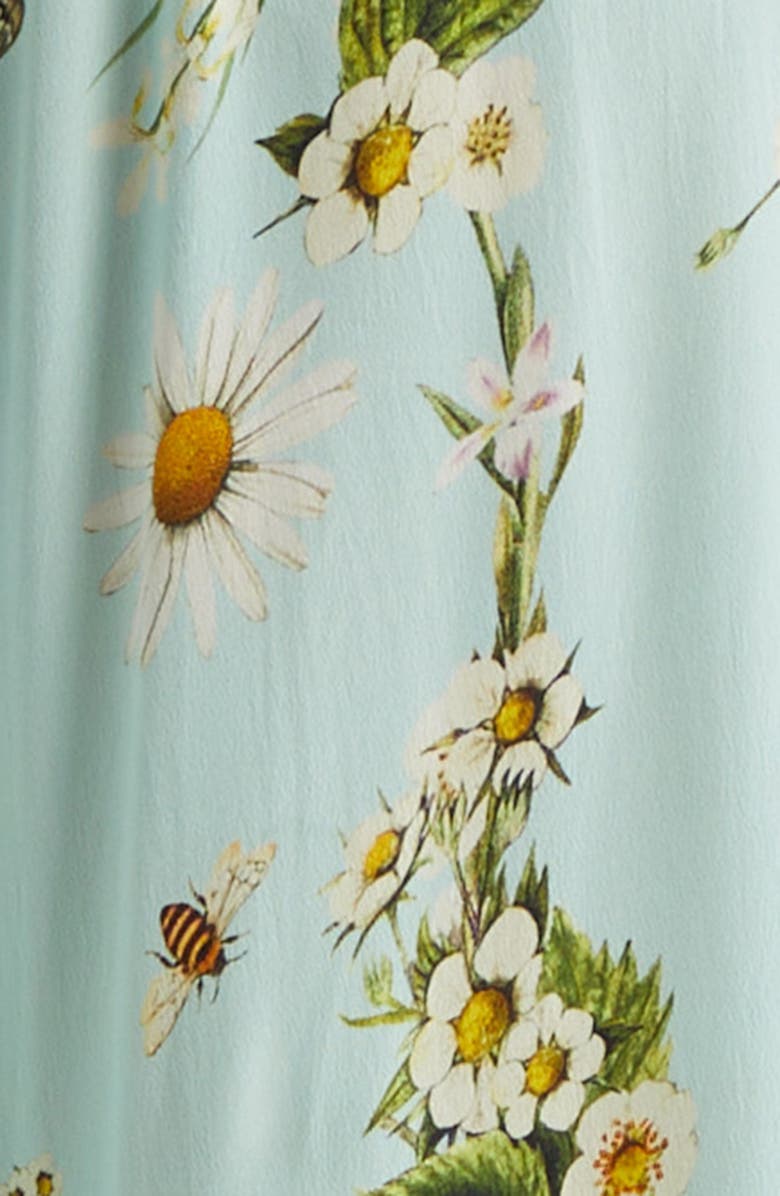 Camilla Floral Freefall Plunge Neck Long Sleeve Silk Crepe Maxi Dress, Alternate, color, Floral Freefall