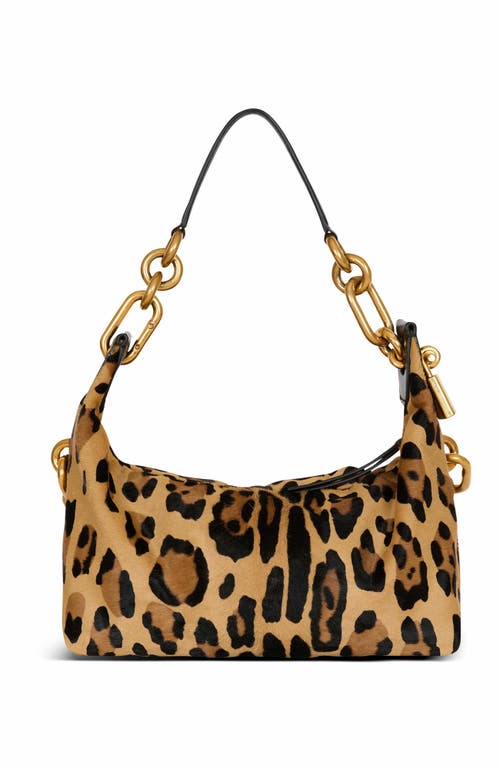 Balmain Sync Medium Leopard Print Leather Bag In Brown