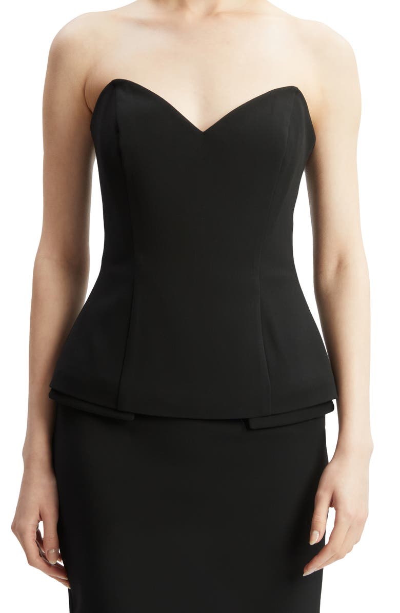Bardot Mariska Strapless Peplum Top, Main, color, Black
