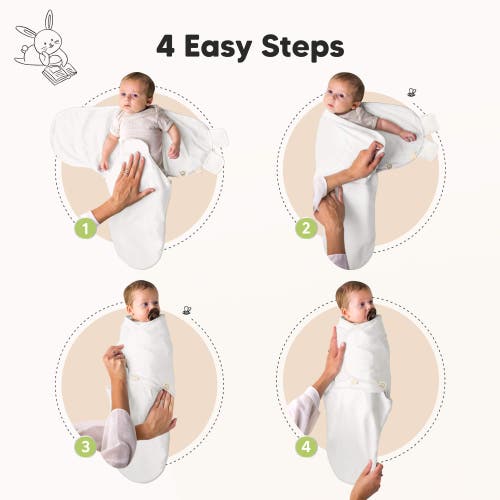 Keababies 3-pack Soothe Swaddle Wraps With Knot Hats In White