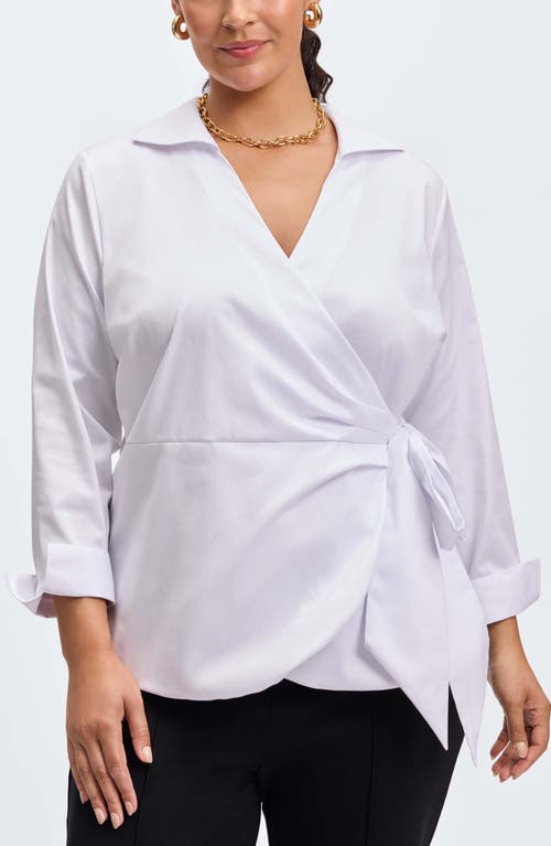 Foxcroft Salina Cotton Wrap Shirt in White 