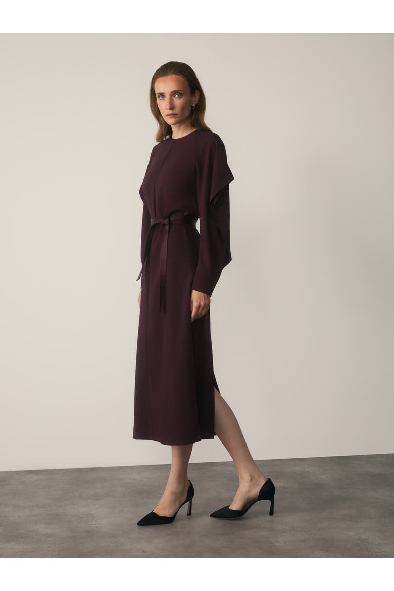 Asti Long Sleeve Midi Crepe Dress, Alternate, color, Purple