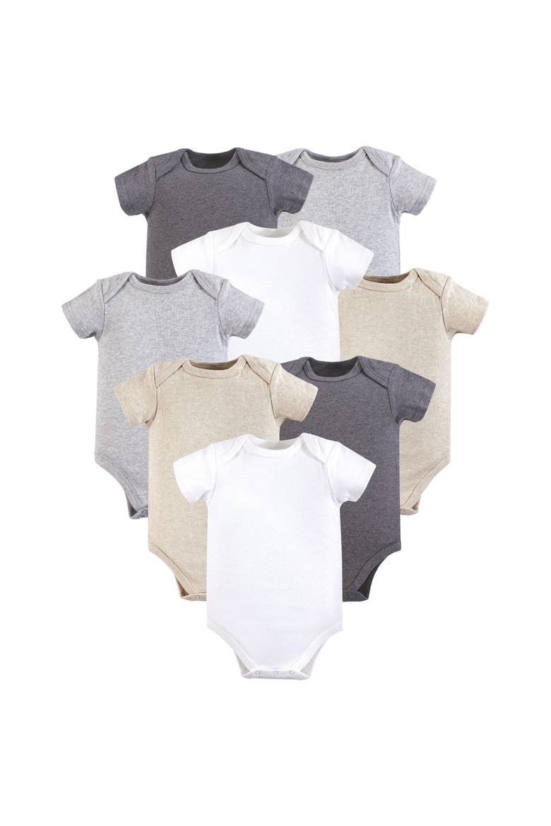 Cotton Bodysuits 8-Pack, Main, color, Heather Gray