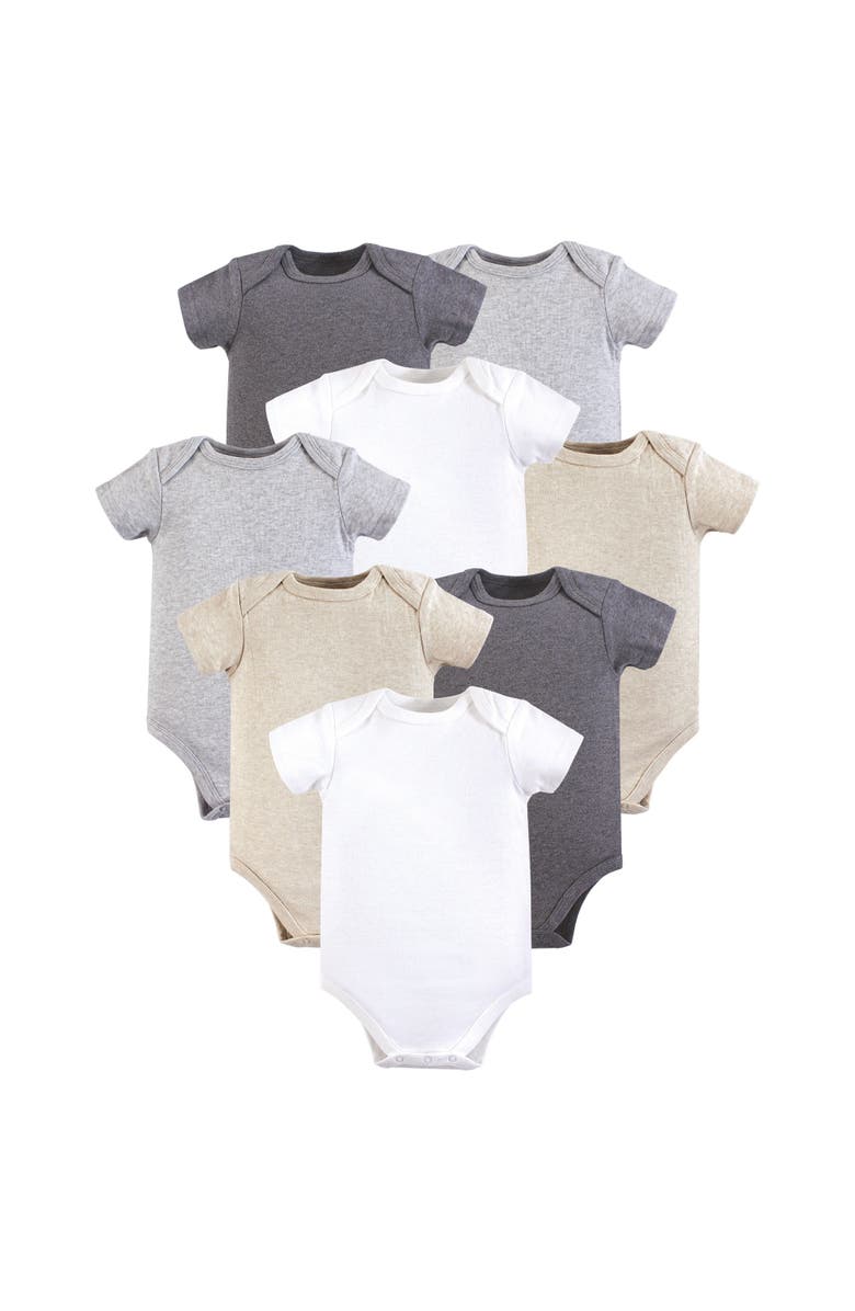 Hudson Baby Cotton Bodysuits 8-Pack, Main, color, Heather Gray
