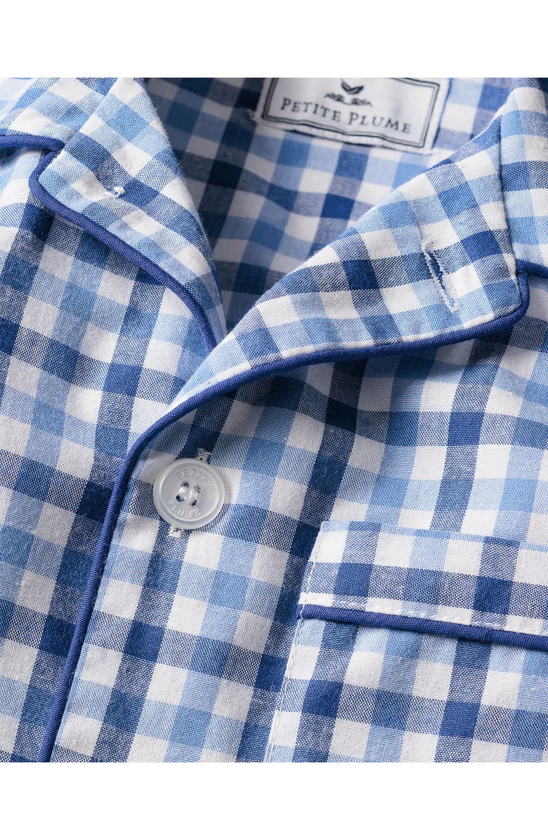 Petite Plume Kids' Gingham Cotton Blend Twill Two-Piece Pajamas, Alternate, color, Blue