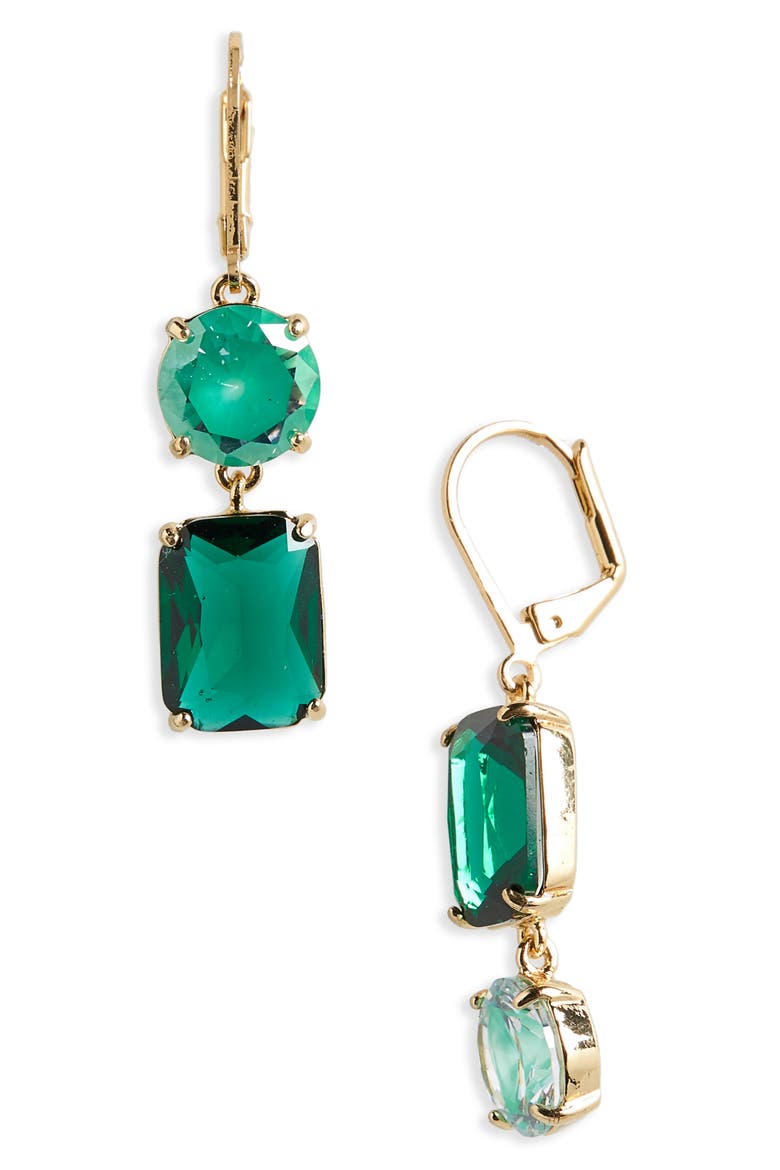 kate spade shine on mismatched drop earrings, Main, color, EMERALD MULTI