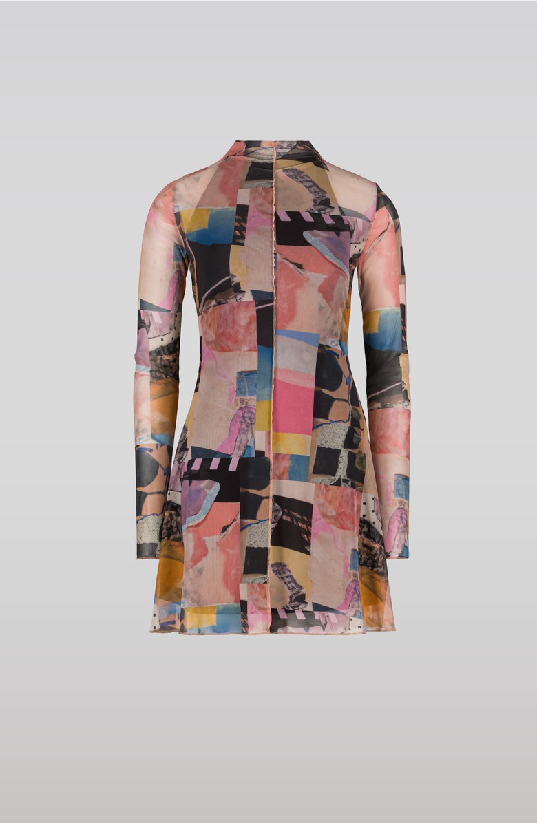 SAEMDI Collage Mesh Dress, Main, color, Blush Pink / Multicolor