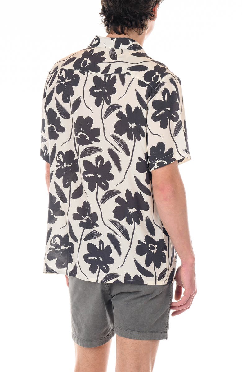 Original Paperbacks Rio Floral Rayon Camp Shirt, Alternate, color, Cloud Charcoal