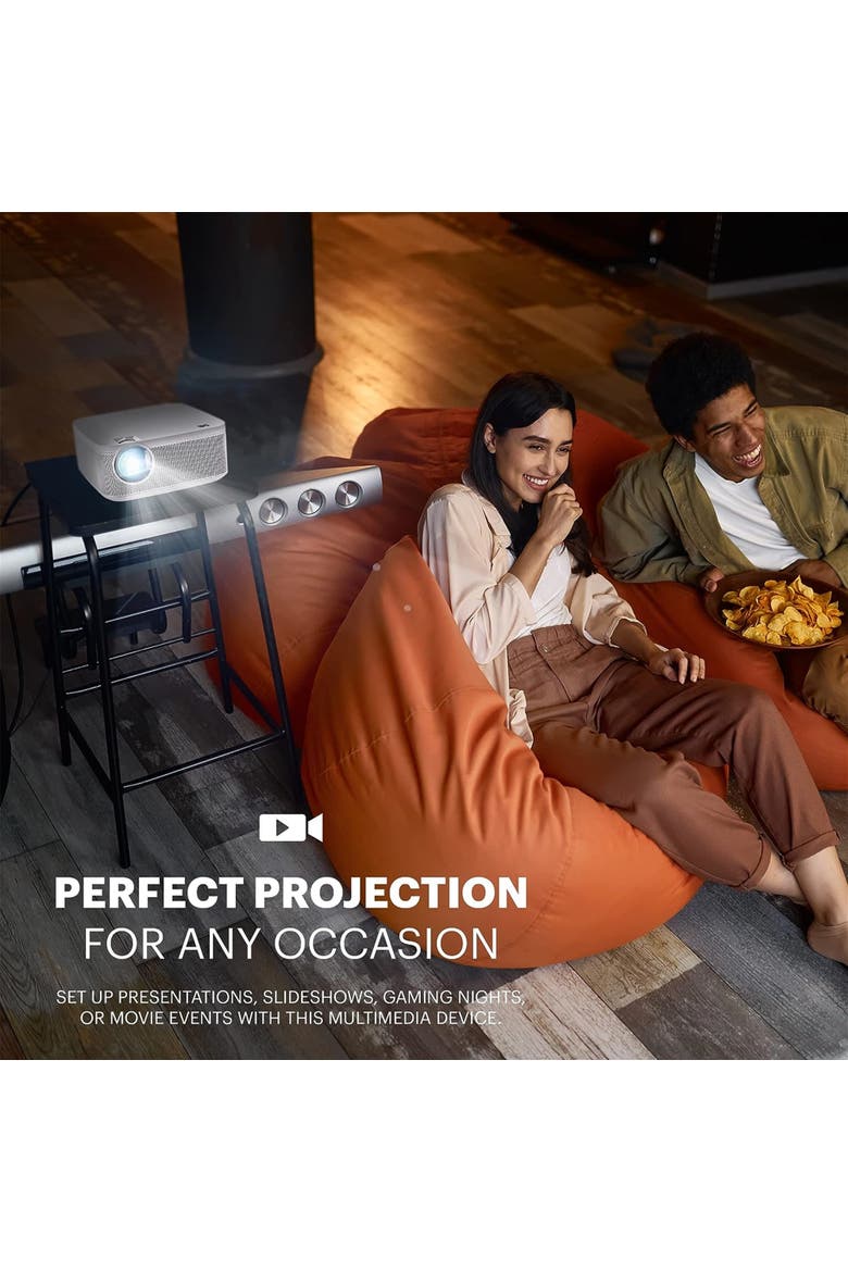 FLIK X10 Multimedia Home Projector, 1080p Portable Projector with Remote Control, Alternate, color, White