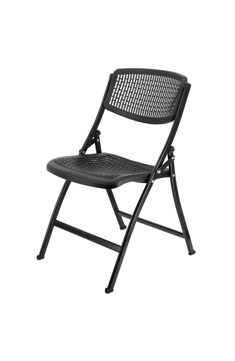 Elama 4 Piece Plastic Mesh Folding Chair, Alternate, color, Black