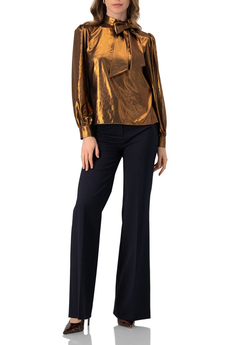 Metalic Bow Blouse, Alternate, color, Copper