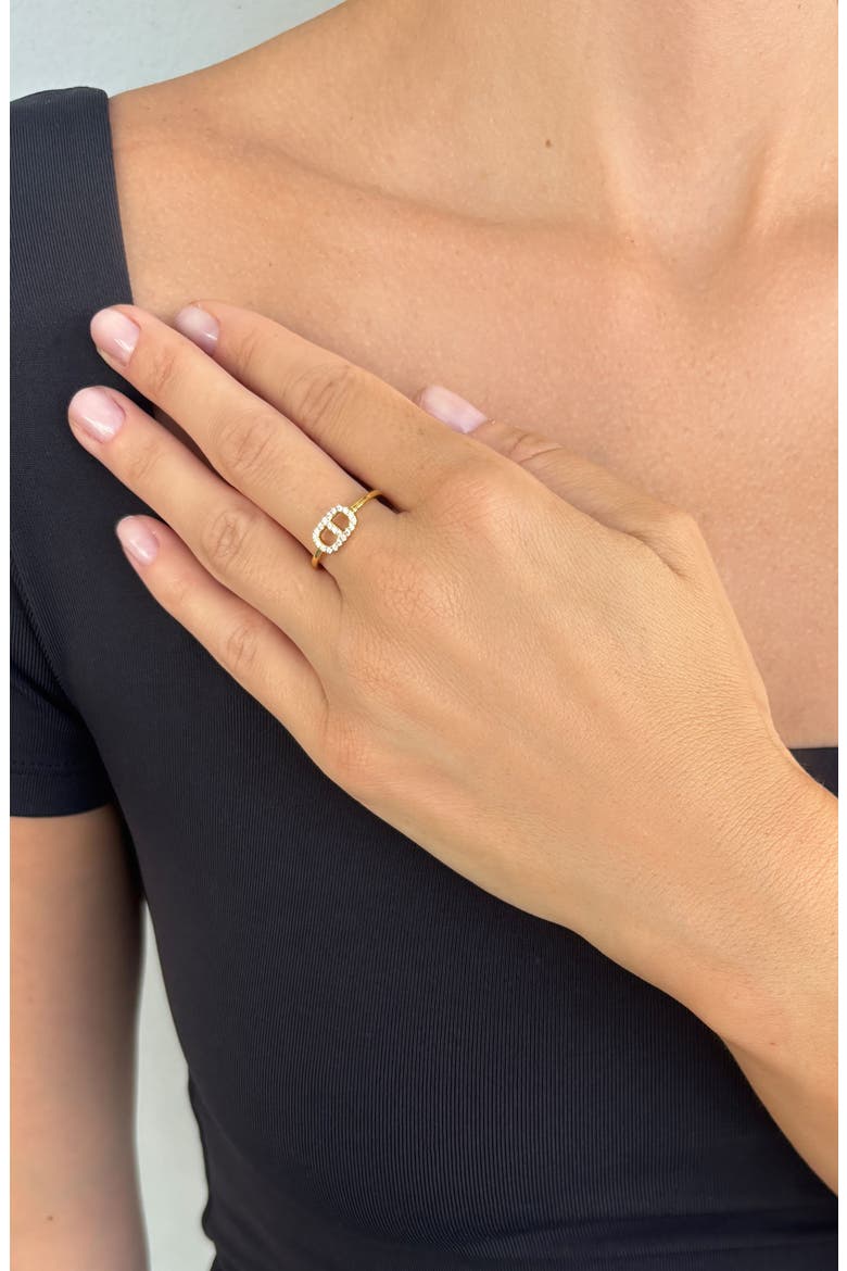 14k Gold Plated Cubic Zirconia Mariner Link Ring, Alternate, color, GOLD