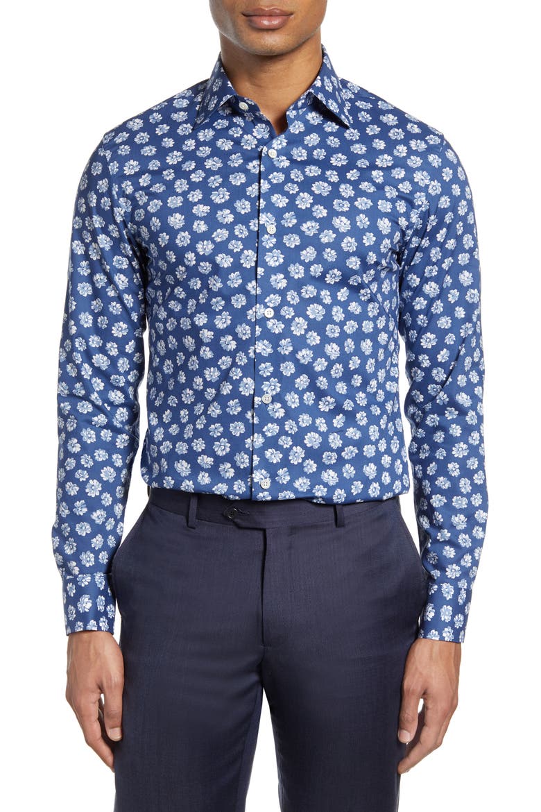 Slim Fit Floral Dress Shirt, Main, color, SERRA FLORAL DARK SURF