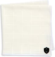 CLIFTON WILSON White Windowpane Linen Pocket Square