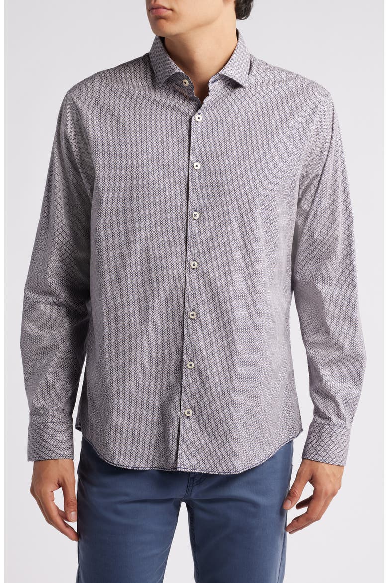 Harold Hi Flex Cotton Button-Up Shirt, Main, color, 57-CAMEL