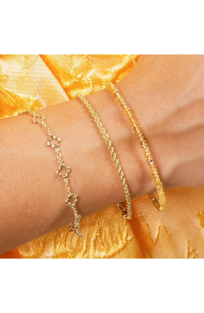 The Lovery Fine Jewelry Mini Gold Open Clover Bracelet, Alternate, color, Yellow Gold