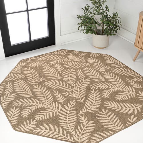 Jonathan Y Nevis Palm Frond Octagon Indoor/outdoor Area Rug In Neutral