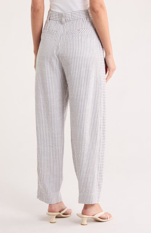 Democracy Stripe Ankle Barrel Leg Pants In Gray