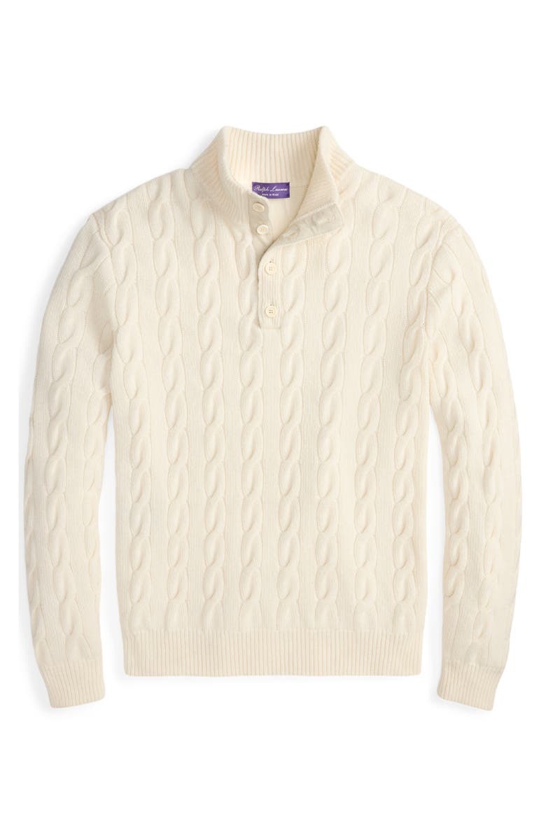 Ralph Lauren Purple Label Cable Stitch Cashmere Sweater, Main, color, Classic Cream