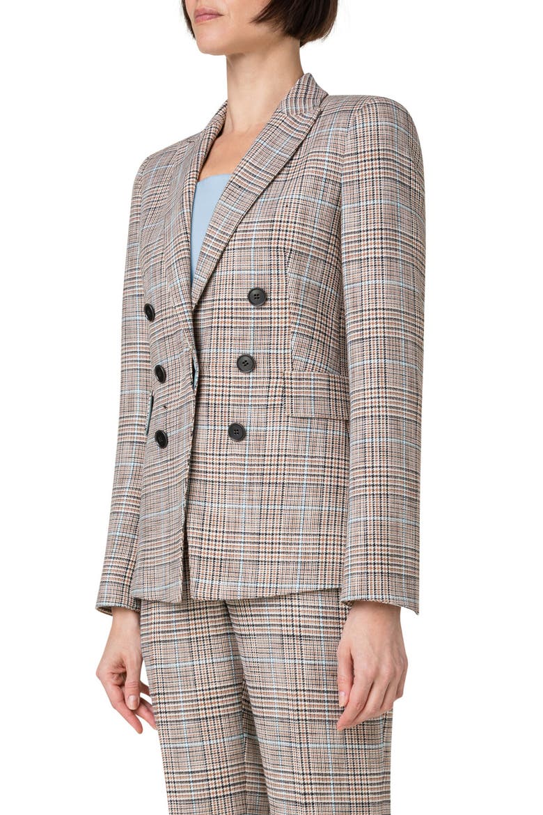 Glen Plaid Double Breasted Blazer, Alternate, color, 039 BEIGE-MULTICOLOR