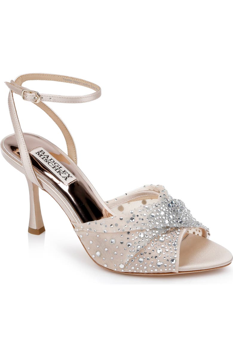 Badgley Mischka Collection Cameryn Embellished Ankle Strap Sandal, Main, color, Nude