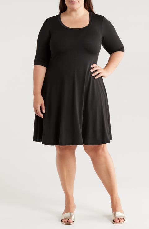 Scoop Neck Jersey Dress (Plus)