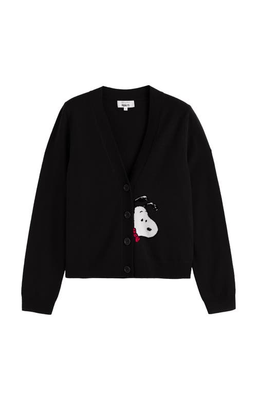 Chinti & Parker Wool-cashmere Snoopy Peekabow Cardigan In Black