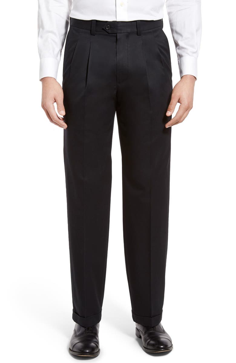 Nordstrom Classic Smartcare<sup>™</sup> Pleated Supima<sup>®</sup> Cotton Dress Pants, Main, color, 
