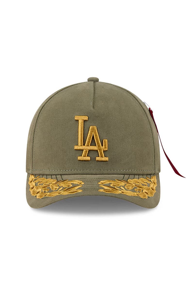 Men's New Era x Alpha Industries  Olive Los Angeles Dodgers A-Frame 9FORTY Adjustable Hat, Alternate, color, Olive