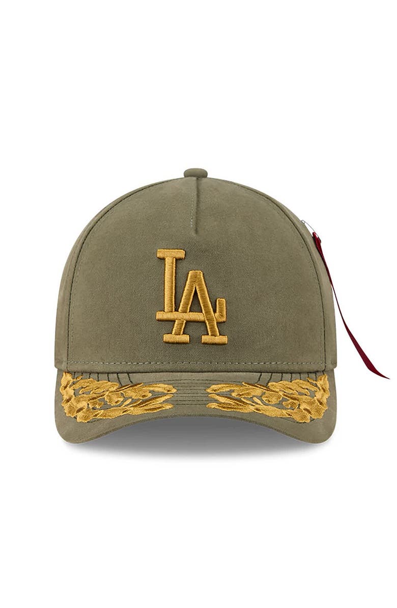 New Era x Alpha Industries Men's New Era x Alpha Industries Olive Los Angeles Dodgers A-Frame 9FORTY Adjustable Hat, Alternate, color, Olive