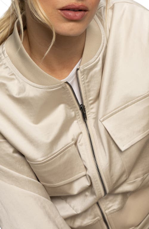 Sanctuary Skyline Cotton Blend Sateen Bomber Jacket In Silver